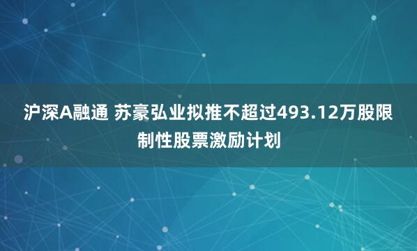 沪深A融通 苏豪弘业拟推不超过493.12万股限制性股票激励计划
